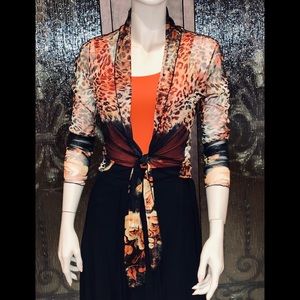 L - Elana Kattan Pumpkin Spice Mesh Cover-up